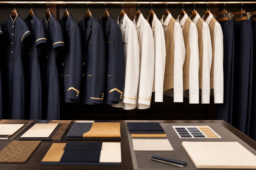 hotel uniform brand standards — professional luxury hotel uniform photography