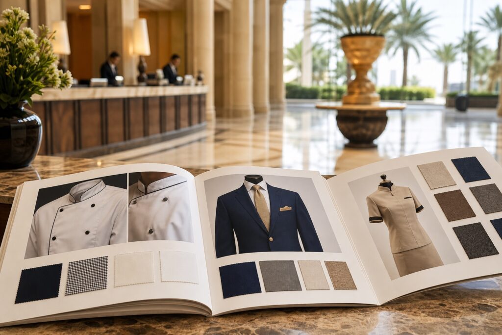 hotel uniform catalog — professional luxury hotel uniform photography
