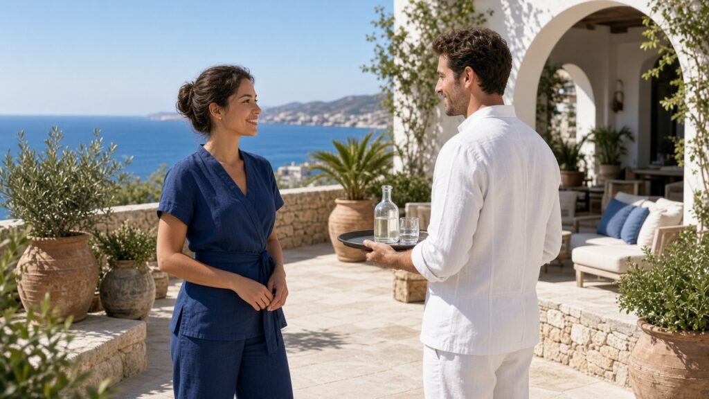 beach resort uniforms Europe staff wear detail