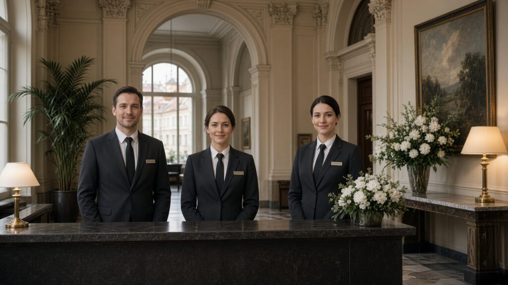 hotel uniforms Czech Republic staff wear detail