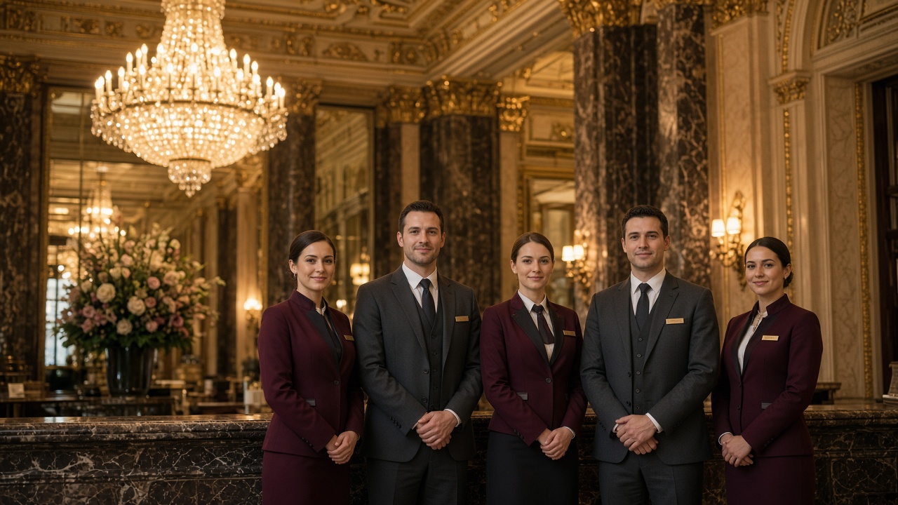 hotel uniforms Hungary staff wear detail